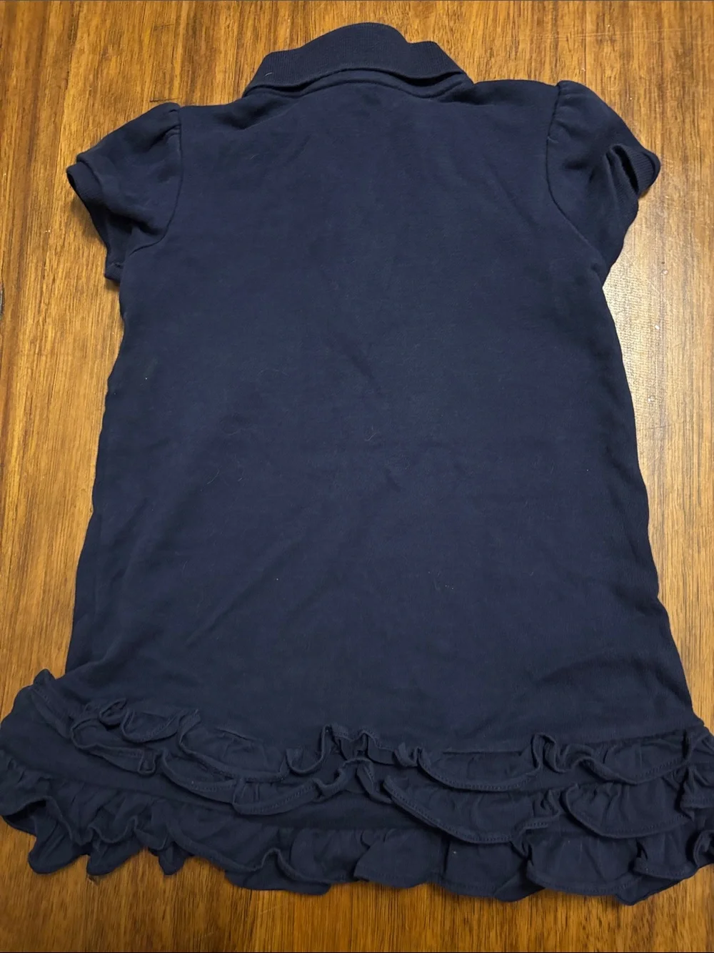 Ralph Lauren Navy Blue Girls Polo Dress Top with Ruffle Hem - 24m